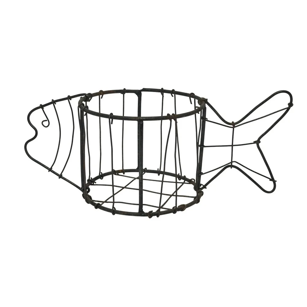 VTG Rustic Metal Wire Fish Planter Holder Garden Nautical Farmhouse Cottage